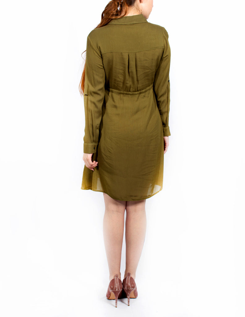 Vestido camisero de maternidad de manga 3/4 y corte imperio - Liza Pons