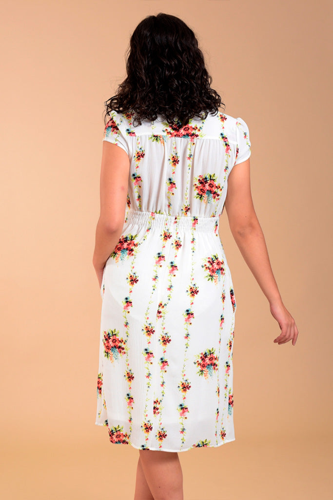 Vestido de maternidad de cuello v y manga corta de corte imperio - Liza Pons