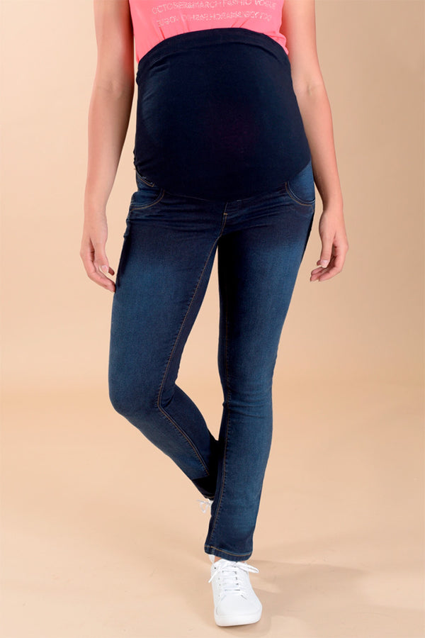 Jeans de maternidad de panel medio y tela strech - Liza Pons