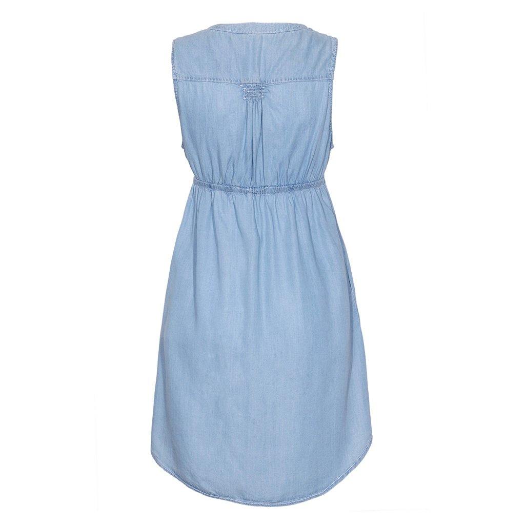 Vestido de maternidad sin manga de corte imperio y jareta en cintura - Liza Pons