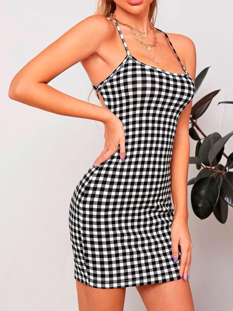 Vestido corto ajustado de espalda desnuda con tirantes cruzados - Liza Pons