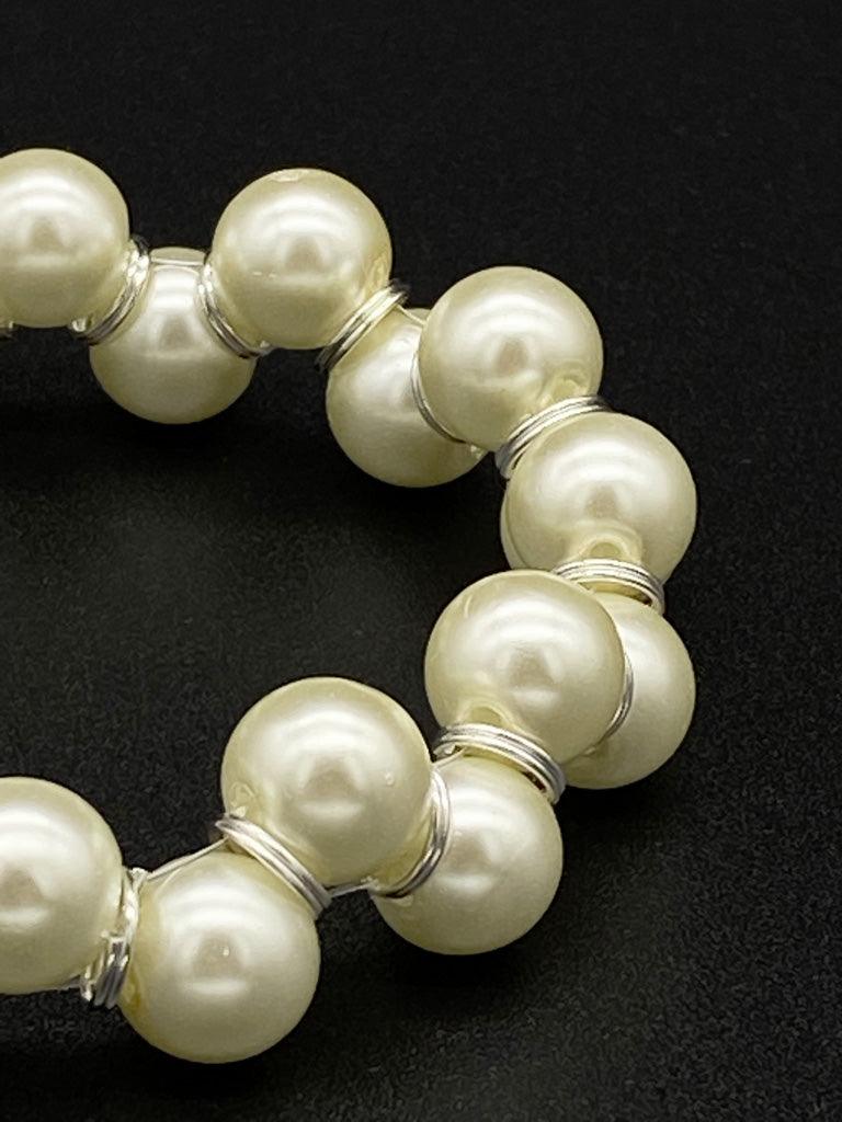 Pulsera de perlas de cristal de doble argolla con cierre tipo langosta - LIZAPONS
