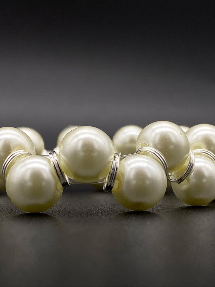 Pulsera de perlas de cristal de doble argolla con cierre tipo langosta - LIZAPONS