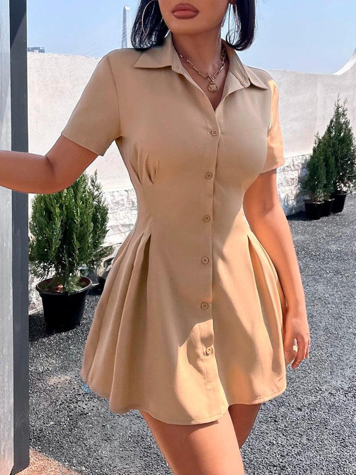 Cuello Sport Vestido Botones Manga Larga Vestido De Punto Con